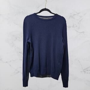 Rag & bone Men's 100% Merino Wool Navy Blue Crew Neck Sweater in Large